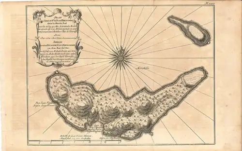 Plan de l`Isle de T. de Juan Fernandez dans la Mer Sud. Abriss von dem Eylande 