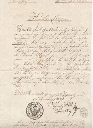 Heuraths Licens. Vom Vom Obrigkeitlichen Amte ... Thomas Schwarz (...) mit der A