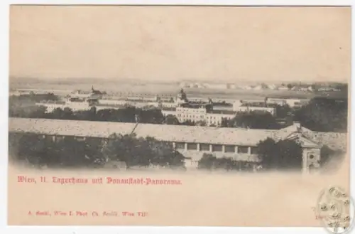Wien, II. Lagerhaus mit Donaustadt-Panorama.