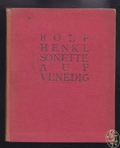HENKL, Neun Sonette auf Venedig. 1919