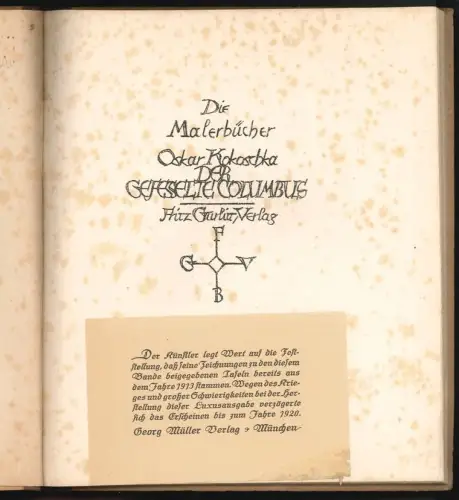 Der gefesselte Columbus. KOKOSCHKA, Oskar.