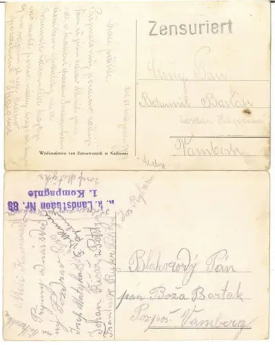 Konvolut von 2 Postkarten.