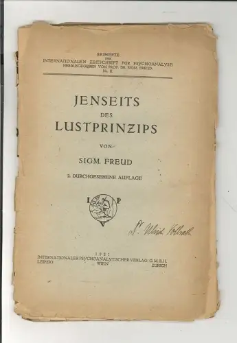 Jenseits des Lustprinzips. FREUD, Sigm[und].