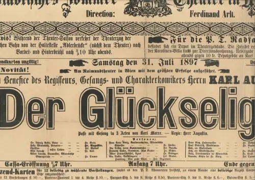 Städtisches Sommer-Theater in Mödling. Direction: Ferdinand Arlt. Samstag den 31