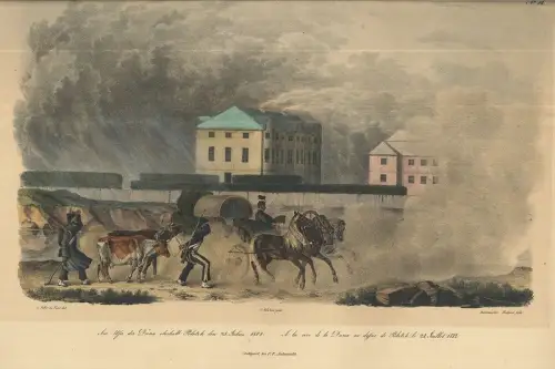 2 kolorierten Lithographien über Napoleons Russlandfeldzug 1812. FABER DU FAUR, 