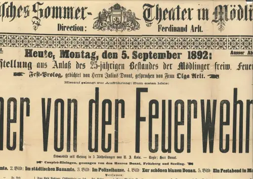 Städtisches Sommer-Theater in Mödling. Direction: Ferdinand Arlt. Ausser Abonnem