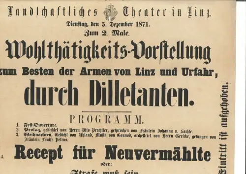 Nr. 19 Jahres Suspendu. Landschaftliches Theater in Linz. Dienstag, den 5. Dezem
