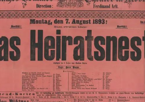 Städtisches Sommer-Theater in Mödling. Direction: Ferdinand Arlt. Novität! Monta