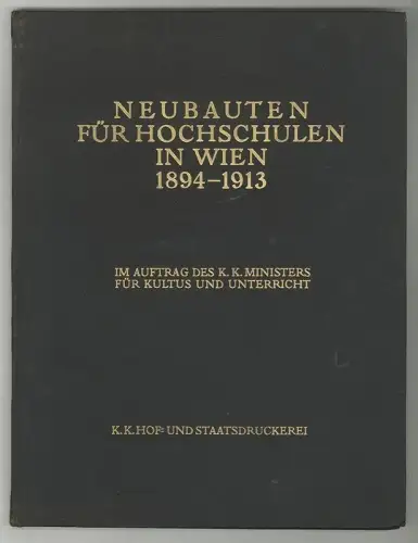 Schwarzer Leinenband mit goldgeprägtem Einbandtitel. Am Rückendeckel der Stempel