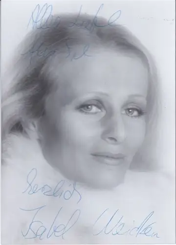 Photographie von Isabel Weicken mit Widmung auf der Bildseite und auf der Rückse