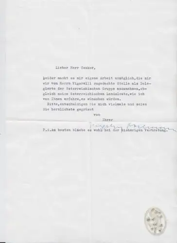 BACHMANN, Ms. Brief mit eigenh. U. 1968