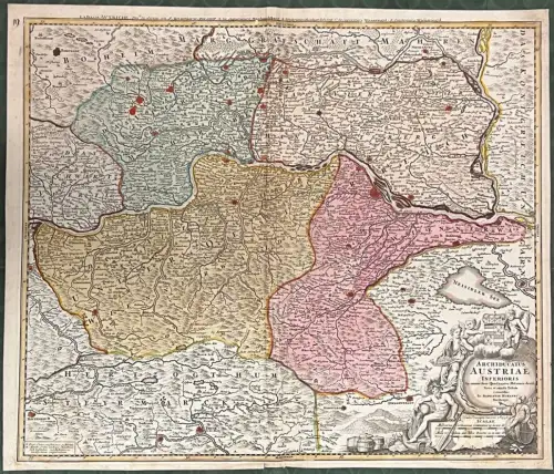 Archiducatus Austriae inferioris. In omnes suas Quadrantes Ditiones divisi. Nova