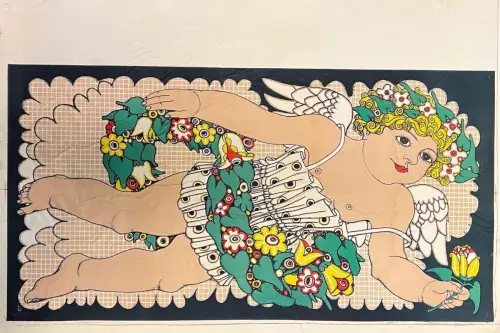 [Fliegender Putto mit braunen Augen]. LÖFFLER, Bertold.