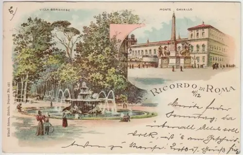 Ricordo di Roma. Villa Borghese. Monte Cavallo. 1890
