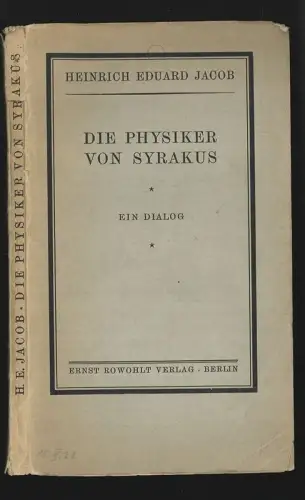 Der Physiker von Syrakus. Ein Dialog. JACOB, Heinrich Eduard.