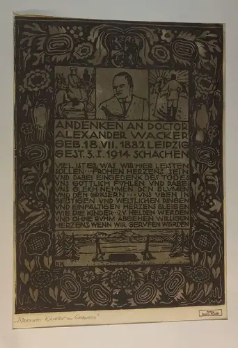 ALexander Wacker zum Gedenken. KOLLER-PINELL, Broncia (1863-1934).