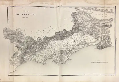 Carte des environs d` Alger. Avril 1840. SCHWAER, J.