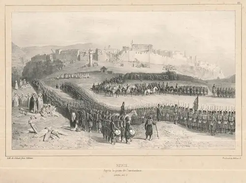 Revue. Apres la prise de Constantine (Oct. 1837). RAFFET, Denis Auguste Marie.