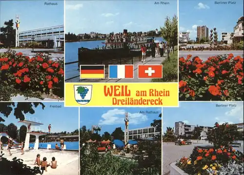 Weil Rhein Weil Rhein Rathaus Freibad Berliner Platz  * / Weil am Rhein /Loerrach LKR