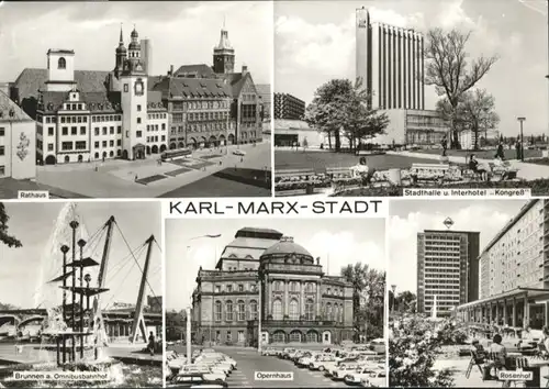 Karl-Marx-Stadt Karl-Marx-Stadt Rathaus Stadthalle Interhotel Kongress Brunnen Opernhaus Rosenhof x / Chemnitz /Chemnitz Stadtkreis