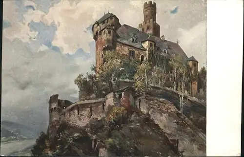 Marksburg Kaiser Heinrich Turm nach einem Gemaelde von Professor Hans R. Schulze x