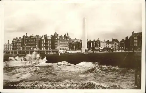 Blackpool war Memorial Princess Parade from Sea *