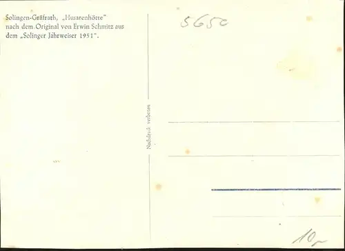 Graefrath Solingen Husarenhoette Kuenstler Erwin Schmitz *