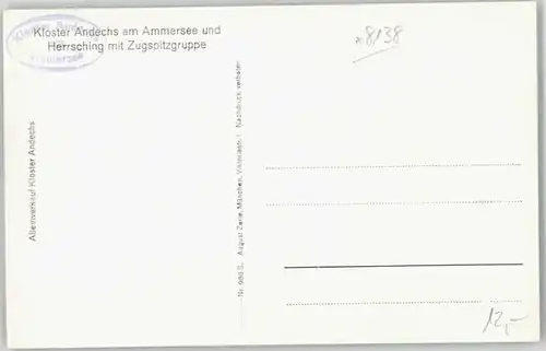 Herrsching Ammersee Herrsching Ammersee Kloster Andechs ungelaufen ca. 1910 / Herrsching a.Ammersee /Starnberg LKR