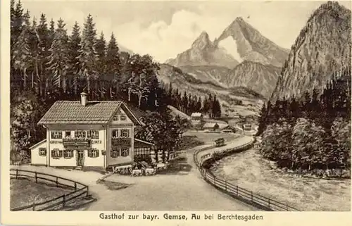 Au Berchtesgaden Au Berchtesgaden Gasthof zur bayrischen Gemse Kuenstlerkarte ungelaufen ca. 1920 / Berchtesgaden /Berchtesgadener Land LKR