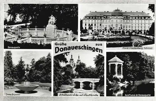 Donaueschingen Donaueschingen Irma Brunnen Fuerstenberg Schloss  ungelaufen ca. 1955 / Donaueschingen /Schwarzwald-Baar-Kreis LKR