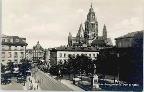 Mainz Rhein Mainz Rhein Gutenberg Denkmal  ungelaufen ca. 1930 / Mainz Rhein /Mainz Stadtkreis