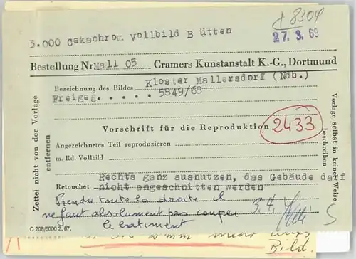Mallersdorf Fliegeraufnahme o 1969