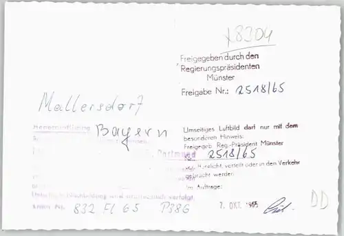 Mallersdorf Mallersdorf Fliegeraufnahme ungelaufen ca. 1965 / Mallersdorf-Pfaffenberg /Straubing-Bogen LKR