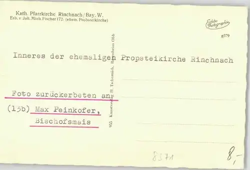 Rinchnach Rinchnach Probsteikirche ungelaufen ca. 1930 / Rinchnach /Regen LKR