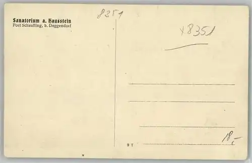 Schaufling Schaufling bei Deggendorf Sanatorium Hausstein ungelaufen ca. 1910 / Schaufling /Deggendorf LKR