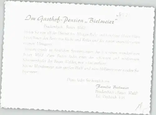 Prackenbach Prackenbach Gasthof Bielmeier ungelaufen ca. 1965 / Prackenbach /Regen LKR