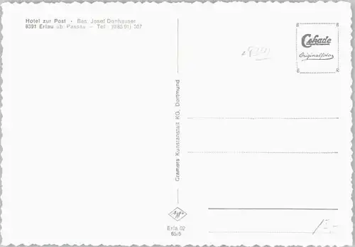Erlau Niederbayern Erlau Niederbayern Hotel Post ungelaufen ca. 1965 / Obernzell /Passau LKR
