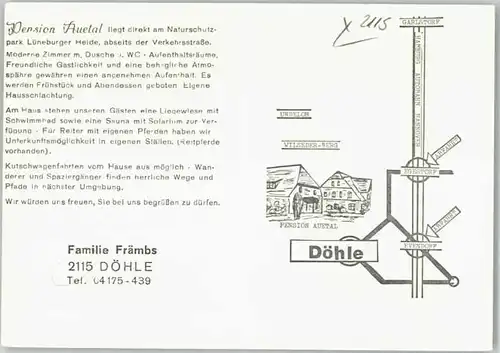 Doehle Doehle Pension Auetal Werbekarte * / Egestorf /Harburg LKR