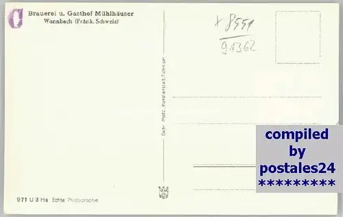 Wannbach Wannbach  ungelaufen ca. 1955 / Pretzfeld /Forchheim LKR
