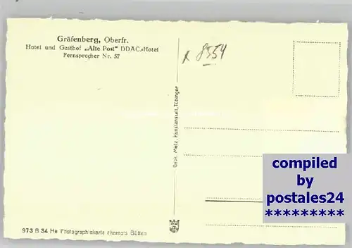 Graefenberg Oberfranken Hotel Post * 1940