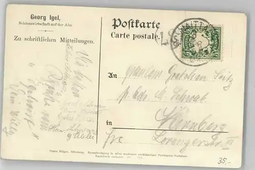 Osternohe Osternohe Schlossberg x 1907 / Schnaittach /Nuernberger Land LKR