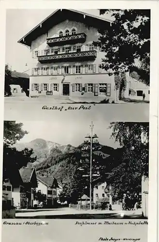 Grassau Chiemgau Grassau Gasthof zur Post Dorfstrasse x 1952 / Grassau /Traunstein LKR