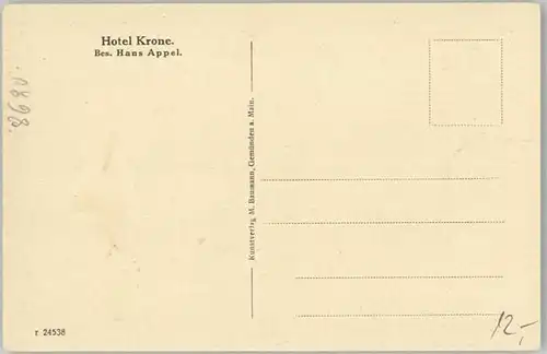 Lichtenfels Bayern Hotel Krone * 1920