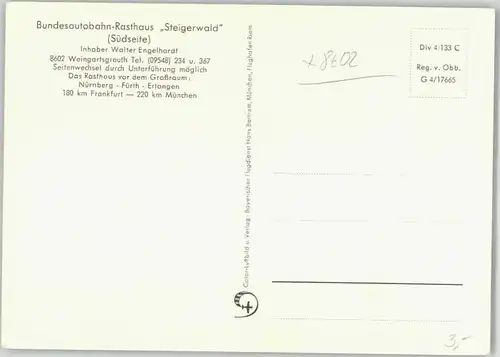 Weingartsgreuth Rasthaus Steigerwald Fliegeraufnahme * 1970