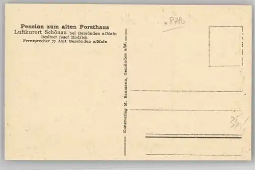 Schoenau Gemuenden Schoenau Gemuenden Pension zum alten Forsthaus * / Gemuenden a.Main /Main-Spessart LKR