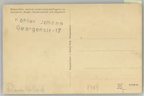 Dietmannsried Dietmannsried [Rudolf Roth] Ewiesmuehle Wirtschaft Saegewerk * 1920 / Dietmannsried /Oberallgaeu LKR