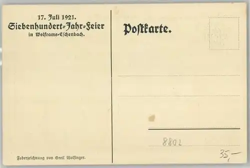 Wolframs-Eschenbach Wolframs-Eschenbach Kuenstlerkarte ungelaufen ca. 1920 / Wolframs-Eschenbach /Ansbach LKR