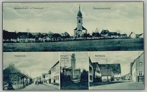 Weidenbach Mittelfranken Weidenbach Mittelfranken bei Triesdorf Krieger Denkmal Marktplatz  ungelaufen ca. 1910 / Weidenbach /Ansbach LKR