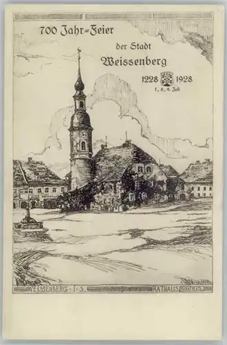 Weissenberg Sachsen Kuenstlerkarte Rathaus *