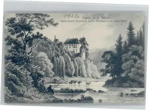 Schloss Burgk nach Stahlstich L. Rohbock *